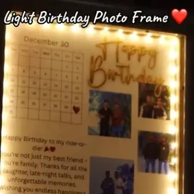 light birthday photo frame