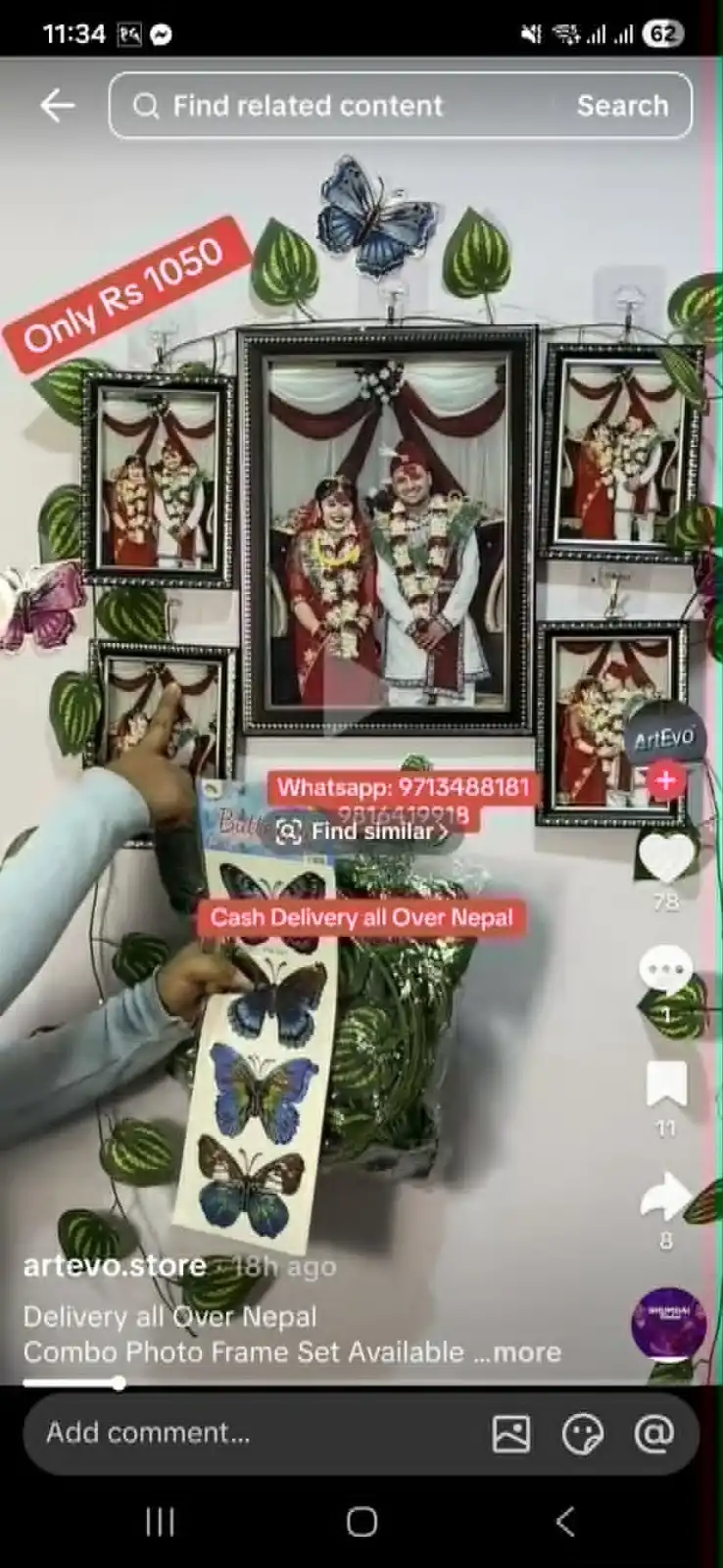 Product image of Combo set (4 pics 6x4) , A4 , money plant , light , butterfly