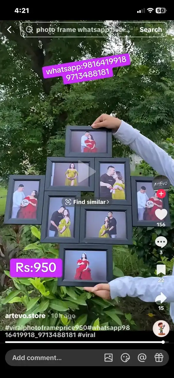 Product image of 8 pics attached black frame