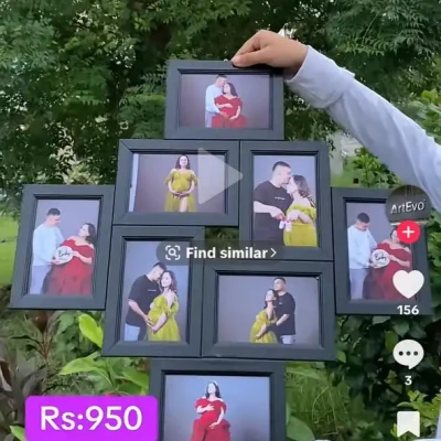 8 pics attached black frame