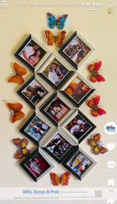 Product image of white black mix frame and  9 pics butterfly