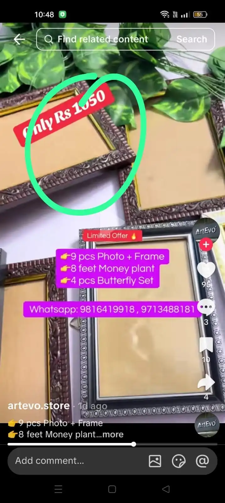Product image of 9 pics photo frame , butterfly and money plant
