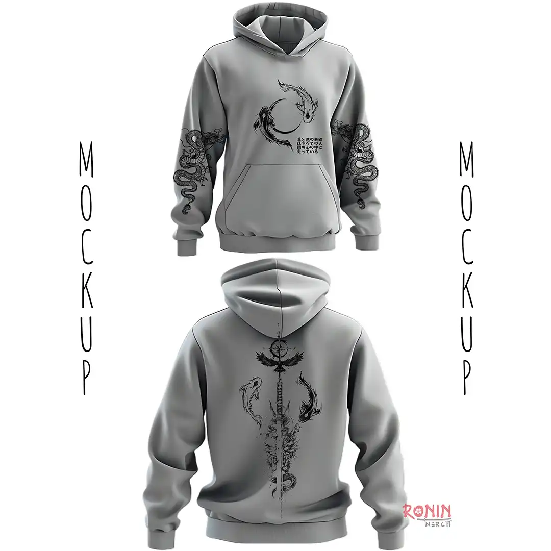 Product image of YING YANG Koi Fish hoodie Grey