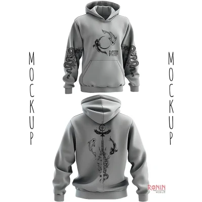 YING YANG Koi Fish hoodie Grey