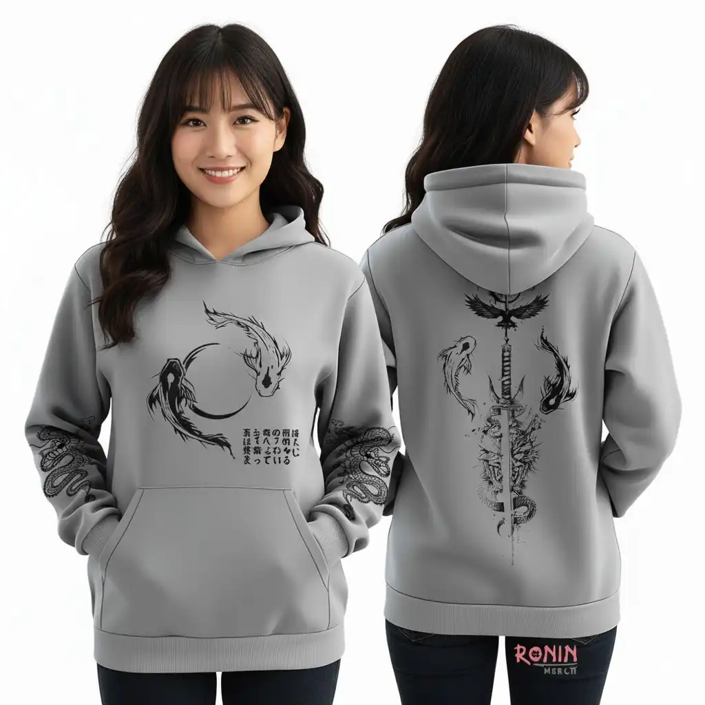 Product image of YING YANG Koi Fish hoodie Grey