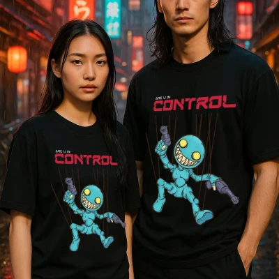R U IN Control Tshirt black cot...