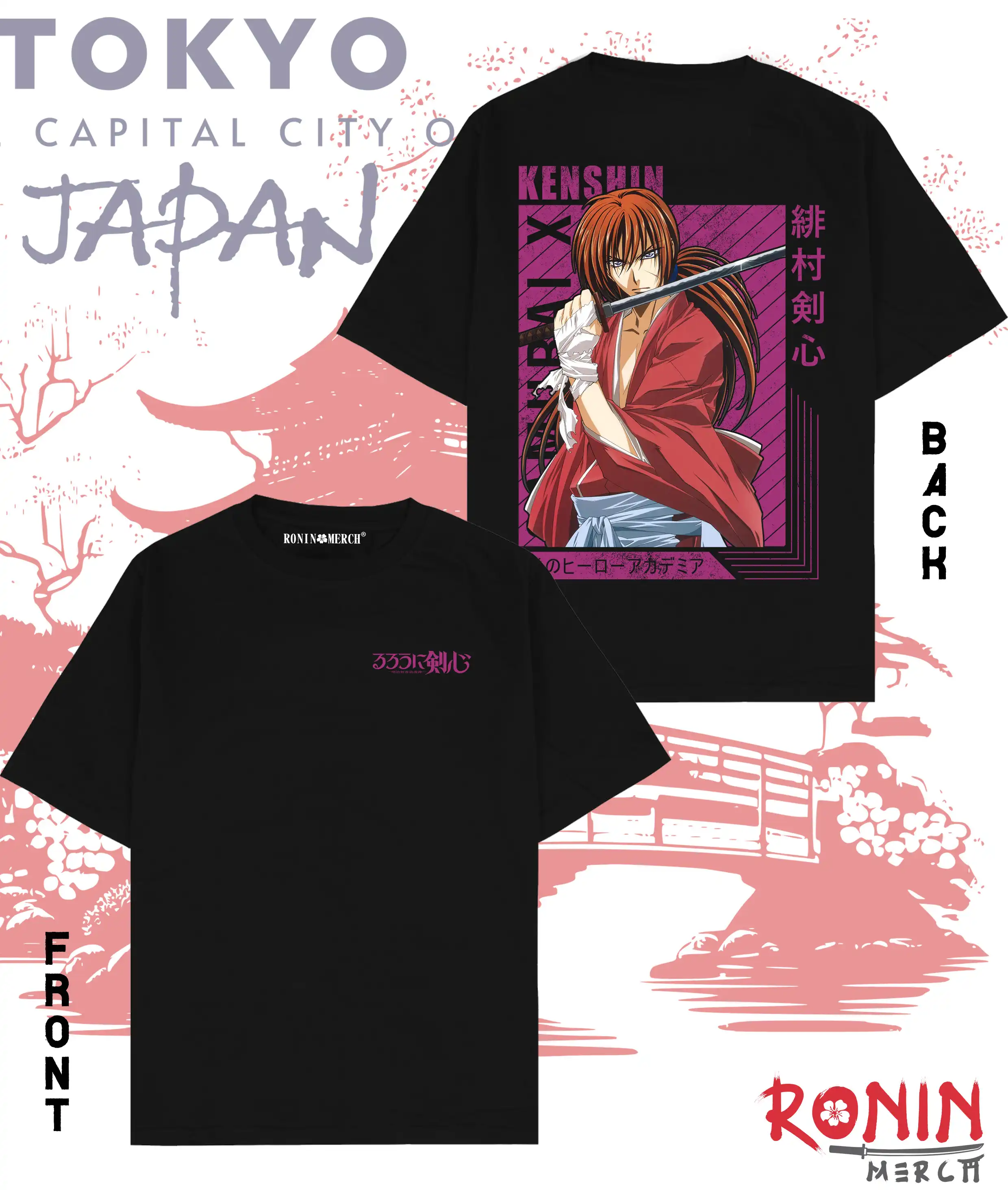 Product image of Samurai x Kenshin Himura Tshirt Black cotton