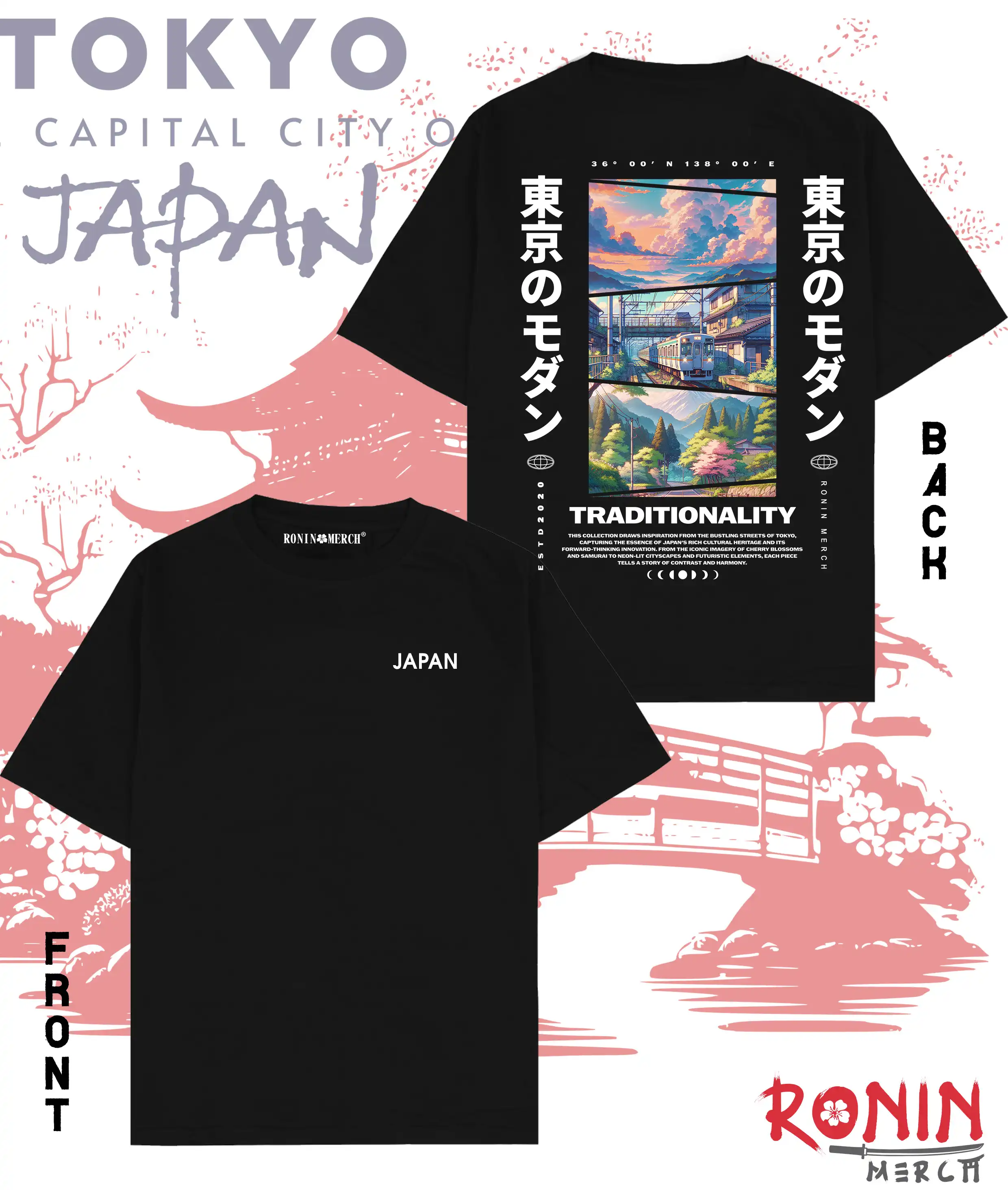 Product image of Japan Traditionality printed tshirt black cotton