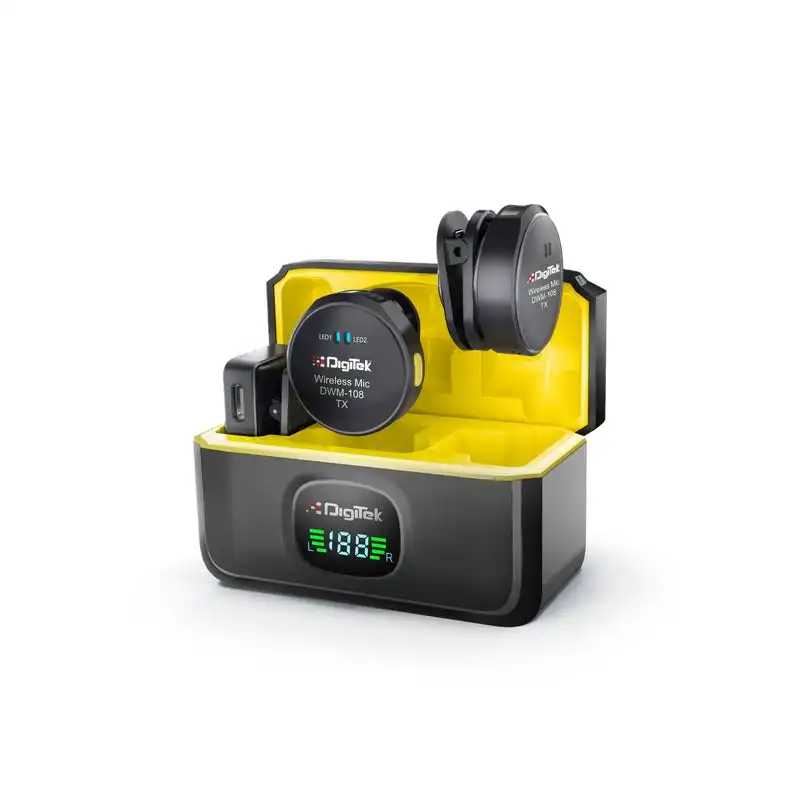 Product image of Digitek® DWM-108 2-in-1 Wireless Mic, 360° Sound, 50m Range, 10Hr Battery, Noise Cancellation