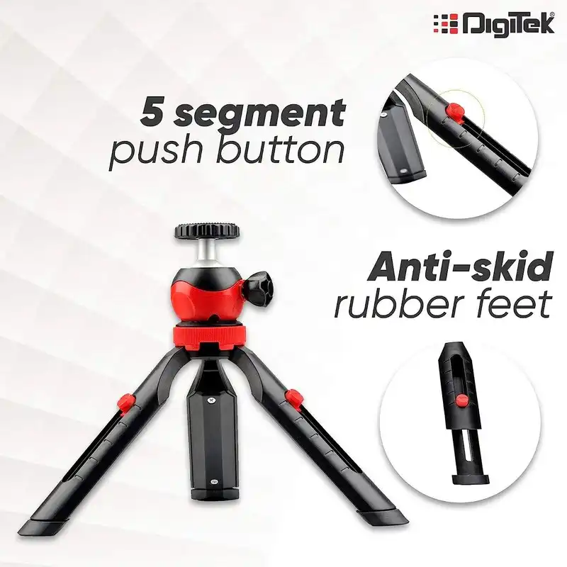 Product image of Digitek® DTR-200MT Mini Tripod, 18cm, 360° Ball Head, 1kg Load, Smartphone/Camera