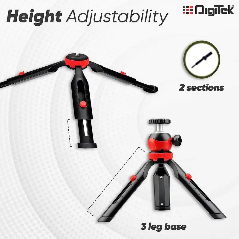 Product image of Digitek® DTR-200MT Mini Tripod, 18cm, 360° Ball Head, 1kg Load, Smartphone/Camera