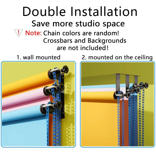Product image of Digitek 3-Roller Photography Backdrop Wall Mount | Manual Ceiling Holder | Home Studio Use