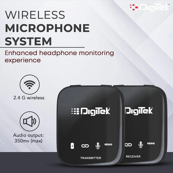 Product image of Digitek® DWM-101 Wireless Mic, ANC Noise Reduction, 360° Sound, 100m Range, 12Hr Battery