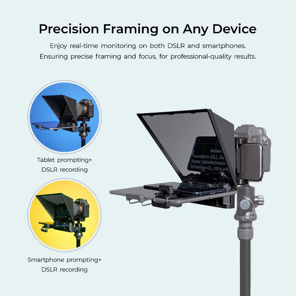 Product image of Digitek® DTP-008 8" Teleprompter, Smartphone/DSLR, Remote & App Control, iOS/Android