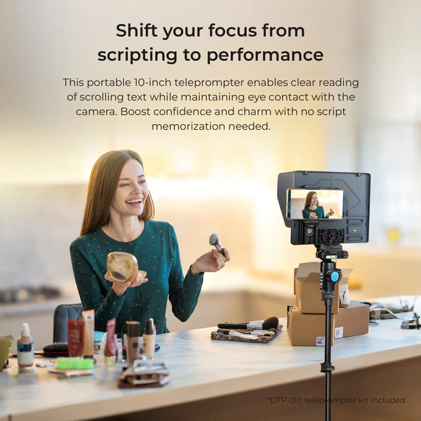 Product image of Digitek® DTP-010 10" Teleprompter, Smartphone/DSLR, Bluetooth Remote, iOS/Android App