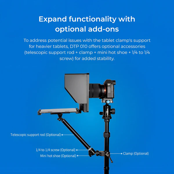 Product image of Digitek® DTP-010 10" Teleprompter, Smartphone/DSLR, Bluetooth Remote, iOS/Android App