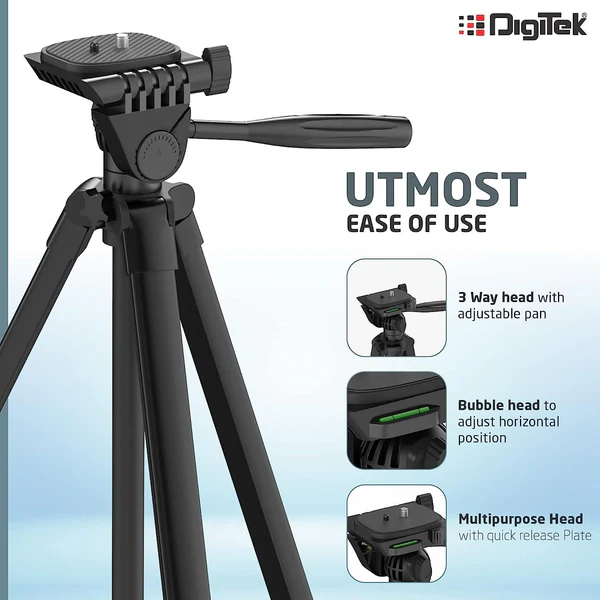 Product image of Digitek® DTR-480 LW 57" Portable Tripod, 360° Ball Head, 2kg Load, Aluminum, Carry Bag