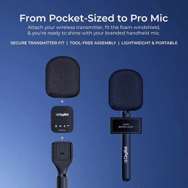 Product image of Digitek DHMA-102 Handheld Interview Mic Adapter | Foam Windshield | DWM101 & Wireless GO