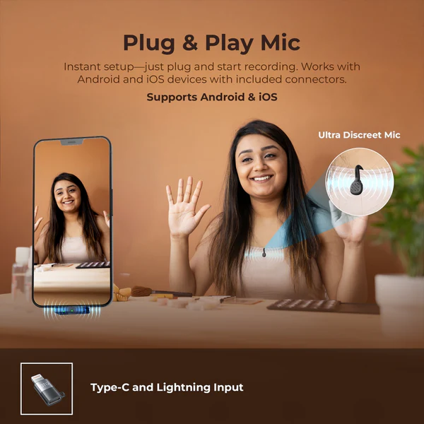 Product image of Digitek® DWM-119 2-in-1 Wireless Mic, AI Noise Cancel, 30m Range, 6Hr Battery, iOS/Android