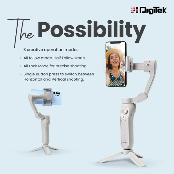 Product image of Digitek DSG-007F 3-Axis Handheld Gimbal for Smartphones | Face/Object Tracking | Time-Lapse