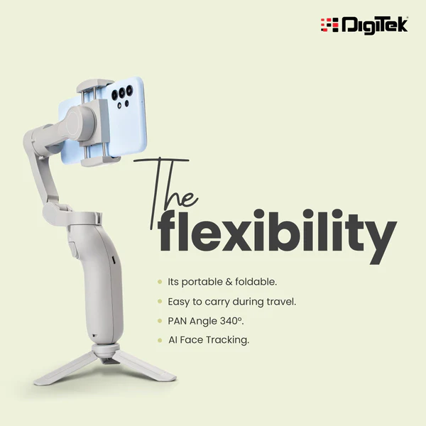 Product image of Digitek DSG-007F 3-Axis Handheld Gimbal for Smartphones | Face/Object Tracking | Time-Lapse