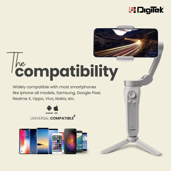 Product image of Digitek DSG-007F 3-Axis Handheld Gimbal for Smartphones | Face/Object Tracking | Time-Lapse