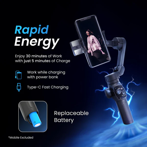 Product image of Digitek DSG-009F 3-Axis Foldable Smartphone Gimbal with Telescopic Rod | Smooth Video