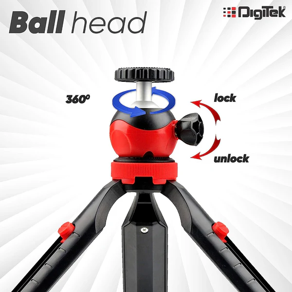 Product image of Digitek® DTR-200MT Mini Tripod, 18cm, 360° Ball Head, 1kg Load, Smartphone/Camera