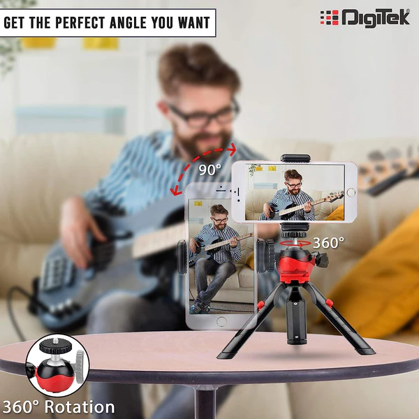 Product image of Digitek® DTR-200MT Mini Tripod, 18cm, 360° Ball Head, 1kg Load, Smartphone/Camera