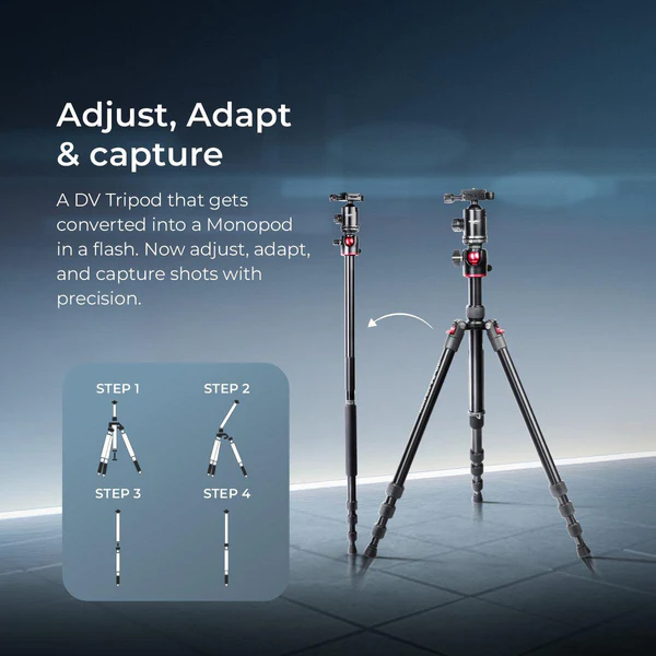 Product image of DIGITEK® (DTR 520 BH) 152CM Foldable Aluminum Tripod Cum Monopod