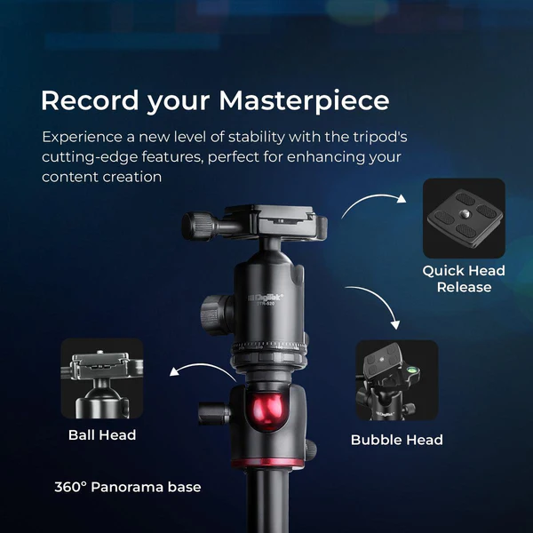 Product image of DIGITEK® (DTR 520 BH) 152CM Foldable Aluminum Tripod Cum Monopod