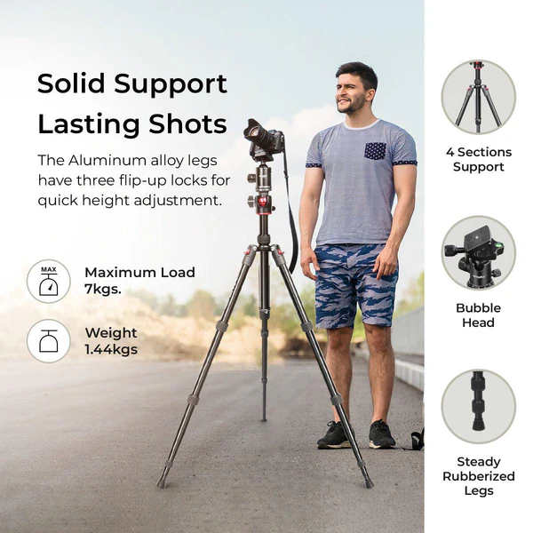 Product image of DIGITEK® (DTR 520 BH) 152CM Foldable Aluminum Tripod Cum Monopod