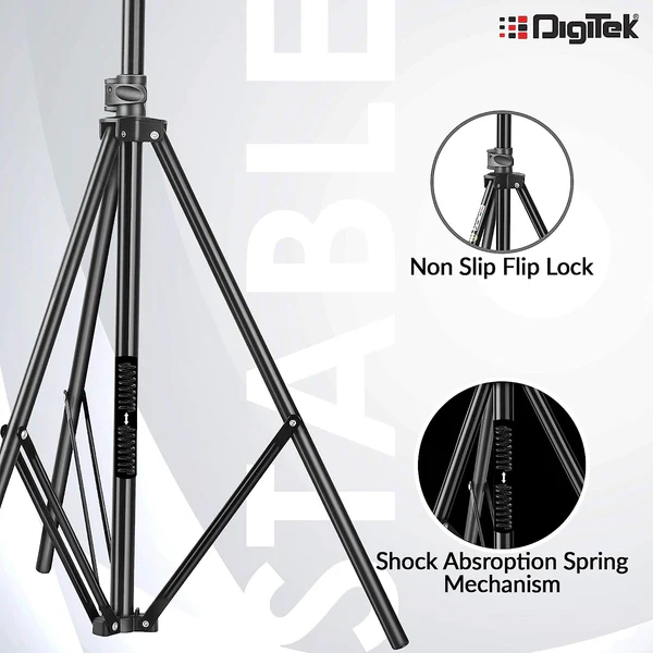 Product image of Digitek (DLS-9FT) Lightweight & Portable Aluminum Alloy Light Stand for Ring Light, Reflector, Flash Units, Diffuser, Portrait, Softbox, Studio Lighting & More Ideal for Outdoor & Indoor Shoots