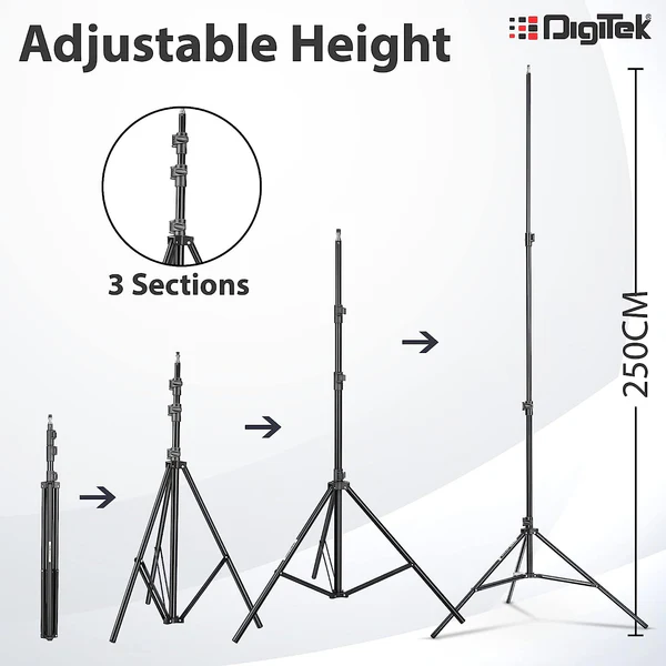 Product image of Digitek (DLS-9FT) Lightweight & Portable Aluminum Alloy Light Stand for Ring Light, Reflector, Flash Units, Diffuser, Portrait, Softbox, Studio Lighting & More Ideal for Outdoor & Indoor Shoots
