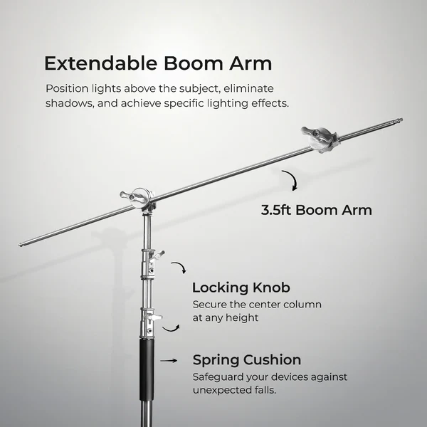 Product image of Digitek® Heavy Duty C-Stand, 10ft Adjustable, 3.5ft Arm, Grip Head, Studio Equipment