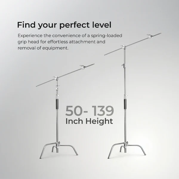 Product image of Digitek® Heavy Duty C-Stand, 10ft Adjustable, 3.5ft Arm, Grip Head, Studio Equipment