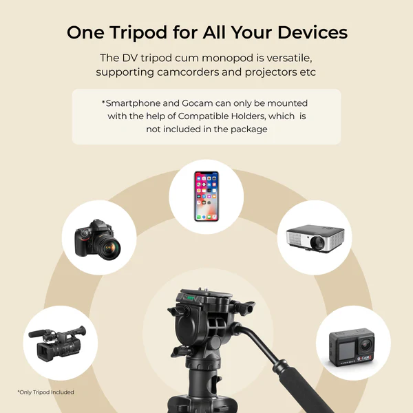 Product image of Digitek® DPTR-895VD Tripod/Monopod, 6.39ft, 5kg Load, Multipurpose Head, DSLR/DV/Binocular