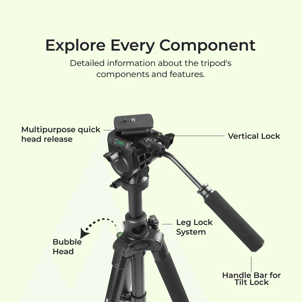 Product image of Digitek® DPTR-895VD Tripod/Monopod, 6.39ft, 5kg Load, Multipurpose Head, DSLR/DV/Binocular