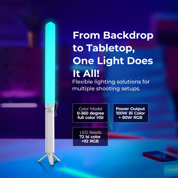 Product image of Digitek DSL-1000 RGB 100W Stick Light | Handheld RGB LED Wand | 2700–7500K | RA>97 | Portable