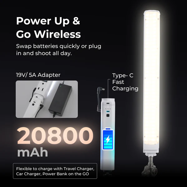 Product image of Digitek DSL-1000 RGB 100W Stick Light | Handheld RGB LED Wand | 2700–7500K | RA>97 | Portable
