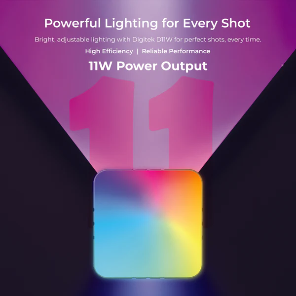 Product image of Digitek LED-D11W RGB Mini LED Video Light | 11W | 2000mAh | 2500–9900K | 21 FX Modes