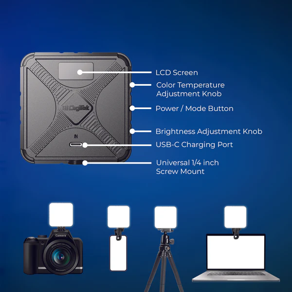 Product image of Digitek LED-D11W RGB Mini LED Video Light | 11W | 2000mAh | 2500–9900K | 21 FX Modes