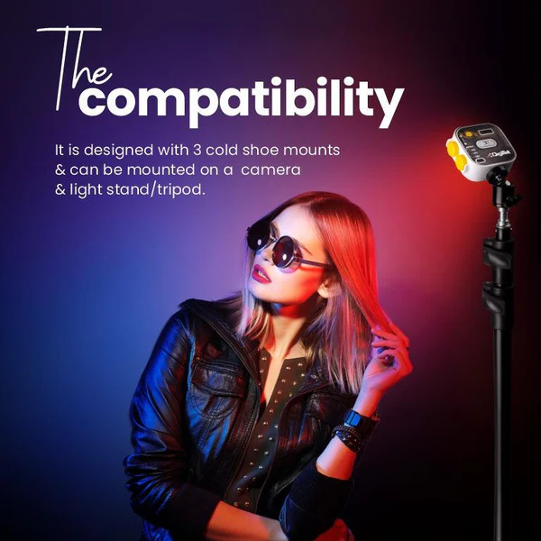 Product image of Digitek LED-D10W RGB Video Camera Light | 360° Full-Color | 2000mAh | CRI 95+ | Dimmable