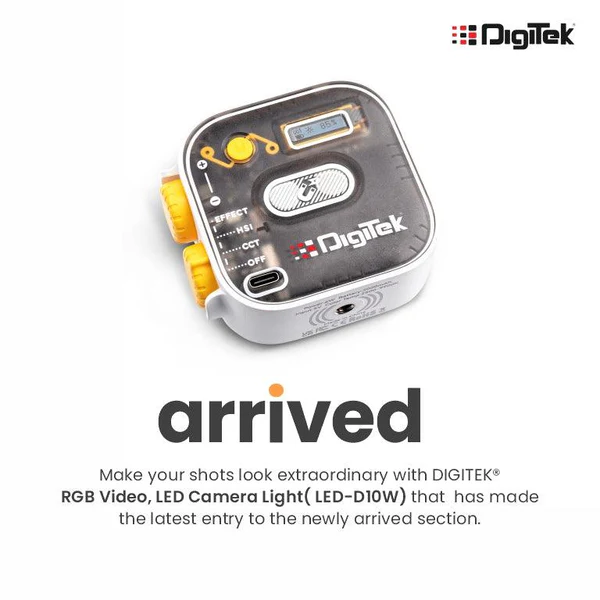 Product image of Digitek LED-D10W RGB Video Camera Light | 360° Full-Color | 2000mAh | CRI 95+ | Dimmable