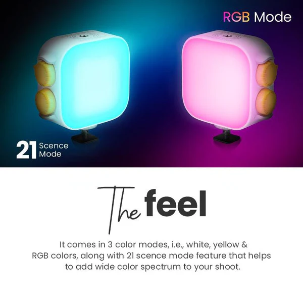 Product image of Digitek LED-D10W RGB Video Camera Light | 360° Full-Color | 2000mAh | CRI 95+ | Dimmable