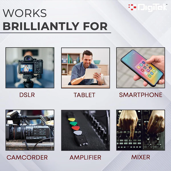 Product image of Digitek® DWM-101 Wireless Mic, ANC Noise Reduction, 360° Sound, 100m Range, 12Hr Battery
