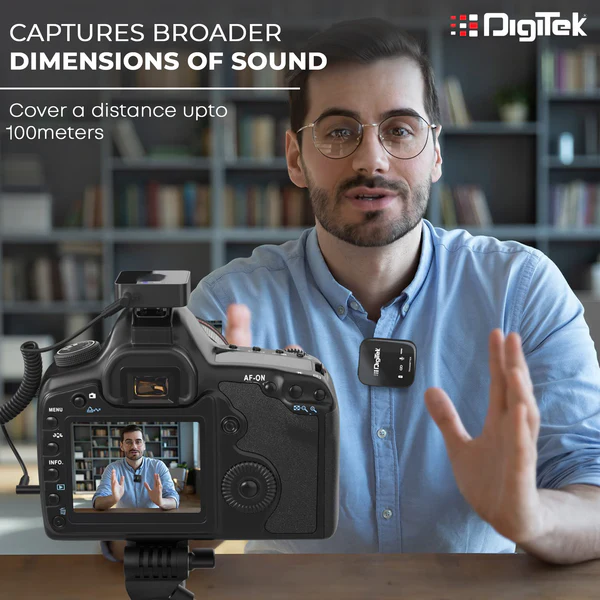 Product image of Digitek® DWM-101 Wireless Mic, ANC Noise Reduction, 360° Sound, 100m Range, 12Hr Battery