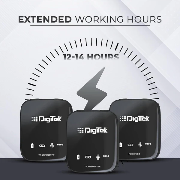 Product image of Digitek® DWM-101 Wireless Mic, ANC Noise Reduction, 360° Sound, 100m Range, 12Hr Battery