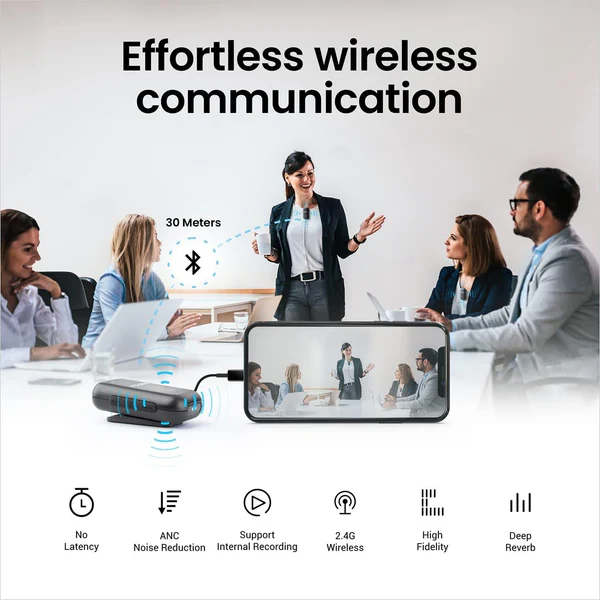 Product image of Digitek® DWM-102 Wireless Mic, ANC Noise Reduction, 30m Range, 10–12Hr Battery, iOS/Android/DSLR