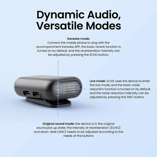 Product image of Digitek® DWM-102 Wireless Mic, ANC Noise Reduction, 30m Range, 10–12Hr Battery, iOS/Android/DSLR